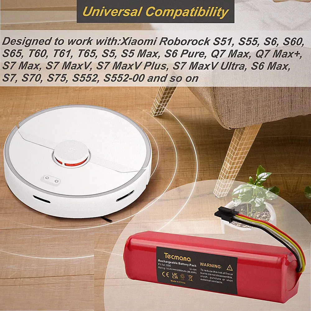 14.4V 6000mAh Akku für Xiaomi Mijia Roborock S50 S51 Millet Sweeper Robot Vacuum