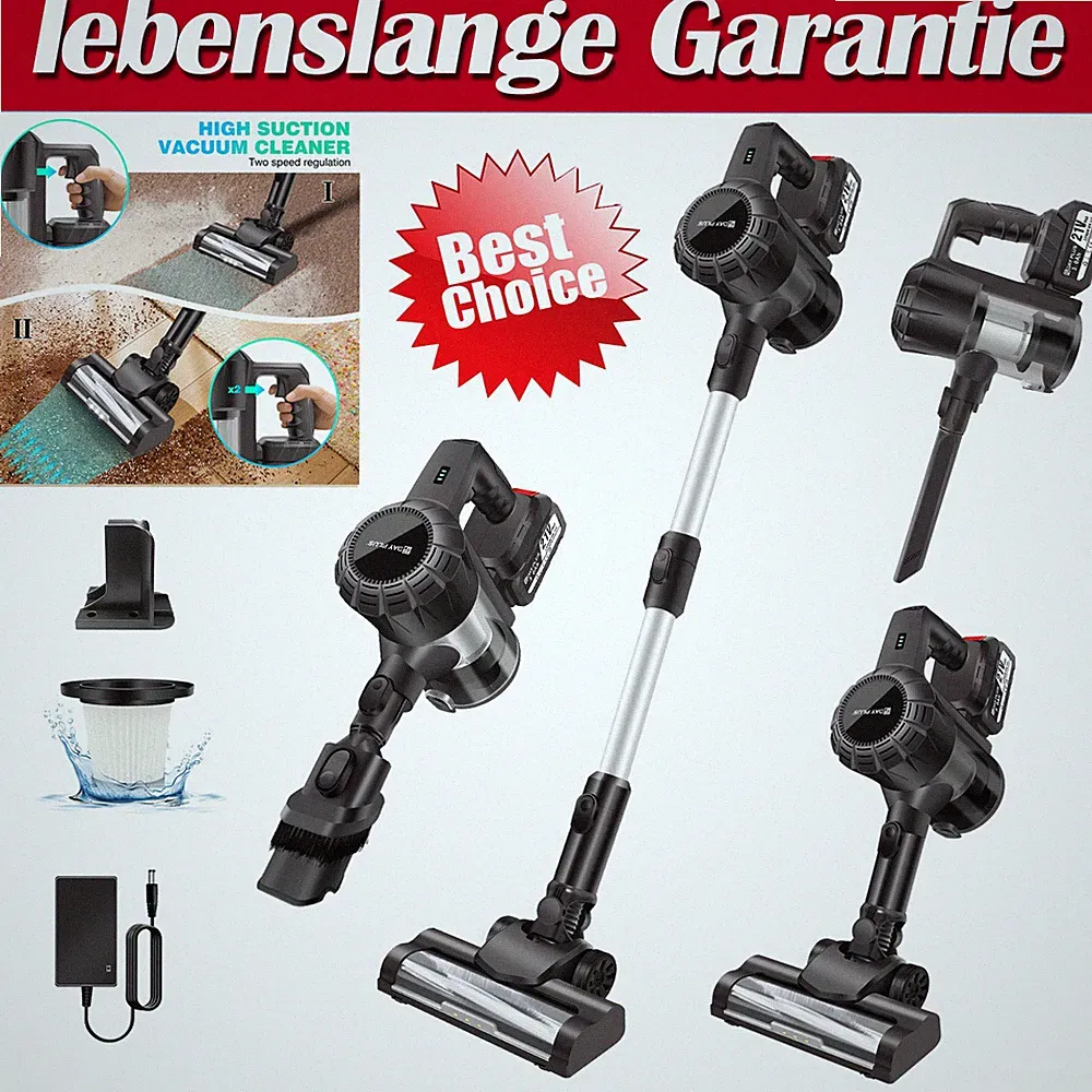 2000W Kabellos Staubsauger Hoover mit Wischfunktion Akku Handstaubsauger 6 IN 1
