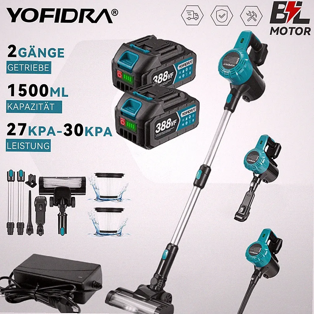 3 IN 1 Staubsauger 1500ML Akkusauger Handsauger Mit 2Batterie Für Makita Akku