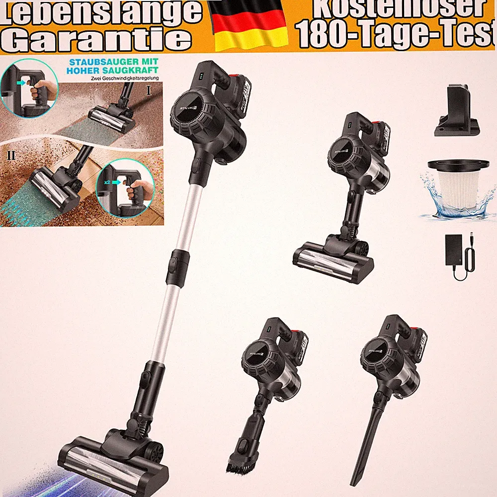 Dayplus 3000W Akku Staubsauger 6-in-1