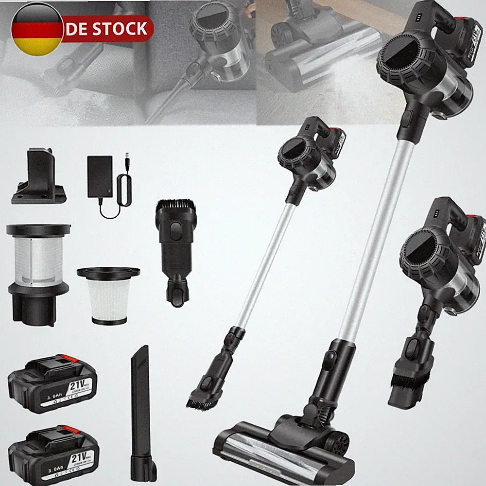 30KPA Akku Staubsauger beutellos kabellos Bodensauger Handstaubsauger 6000W 6in1