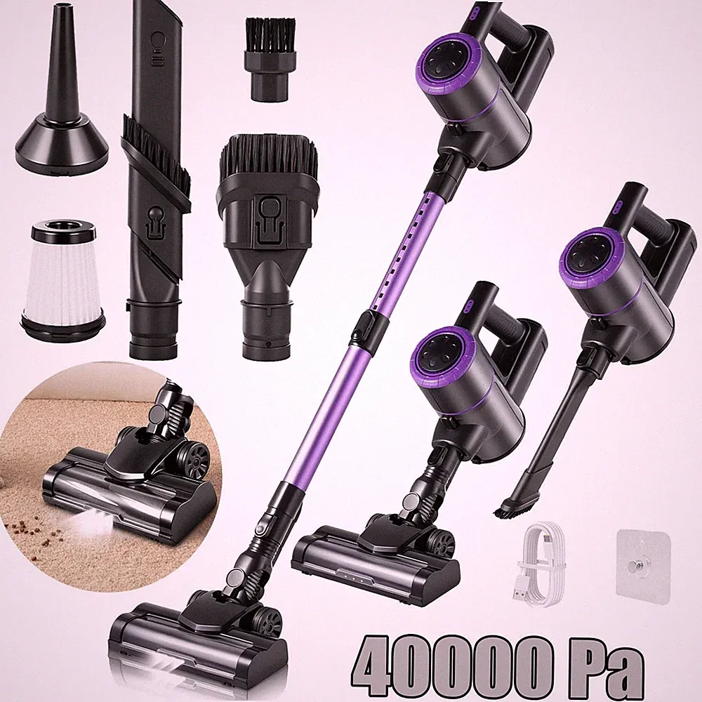 40kPa Staubsauger Akku Handstaubsauger kabellos beutellos 6-in-1 Wandladestation