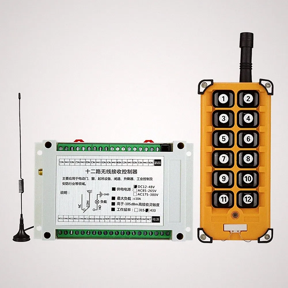 433 MHz Industrieller 12-Kanal-Empfänger DC12V-48V Kabellose Fernbedienung2842