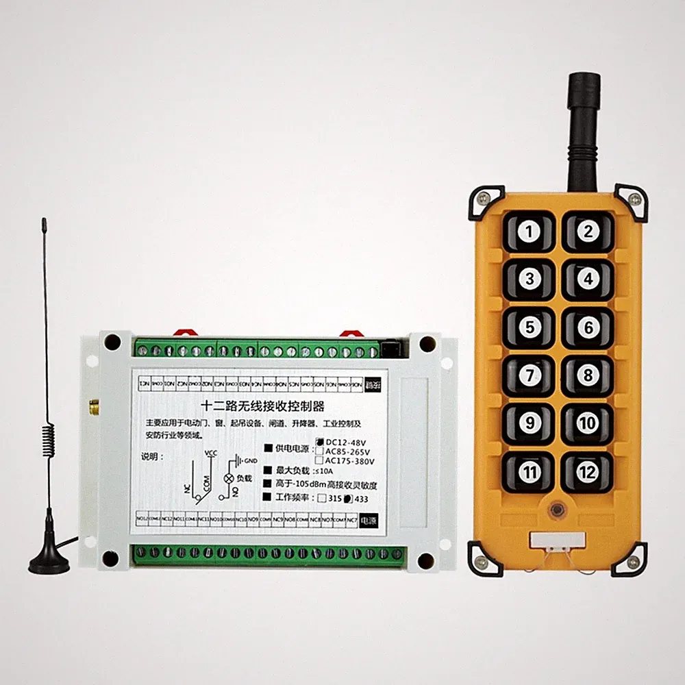 433 MHz Industrieller 12-Kanal-Empfänger DC12V-48V Kabellose Fernbedienung3839
