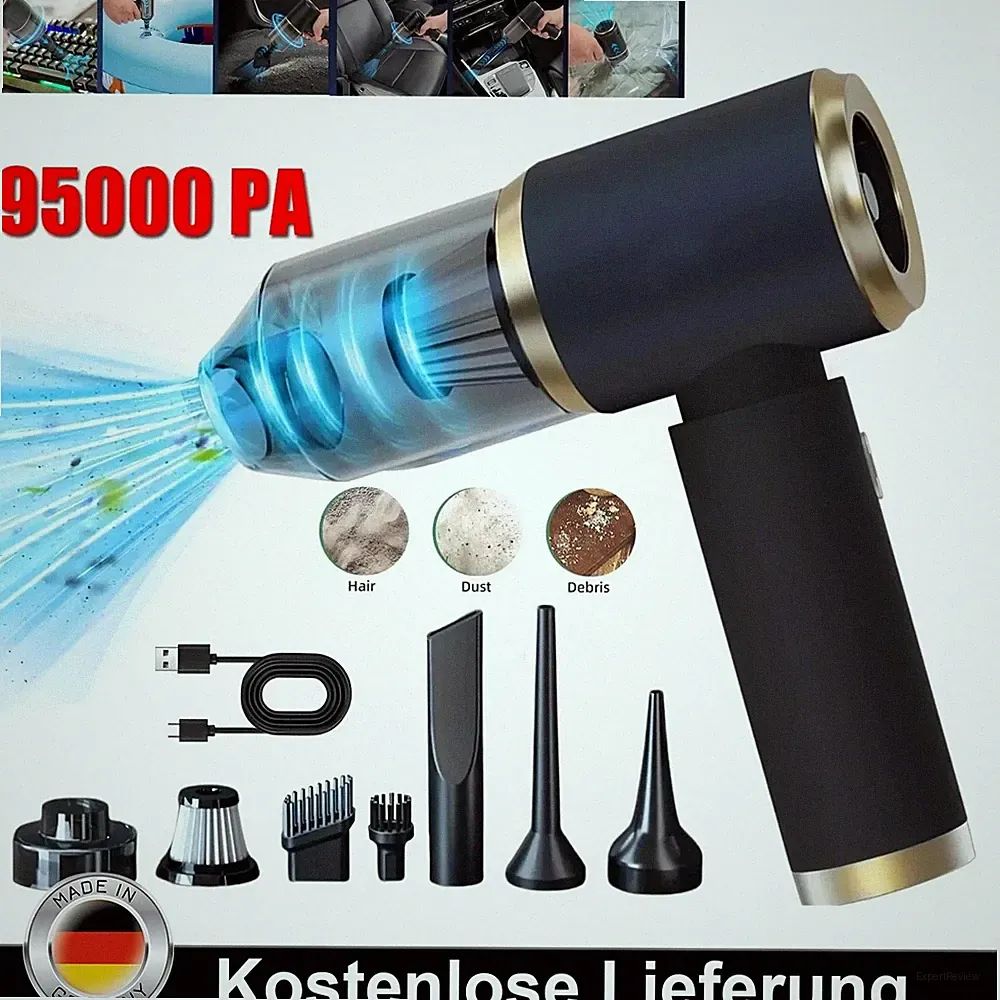 4in1 95000Pa Mini Akku Handstaubsauger Kabellos Auto Staubsauger Stark Haushalt