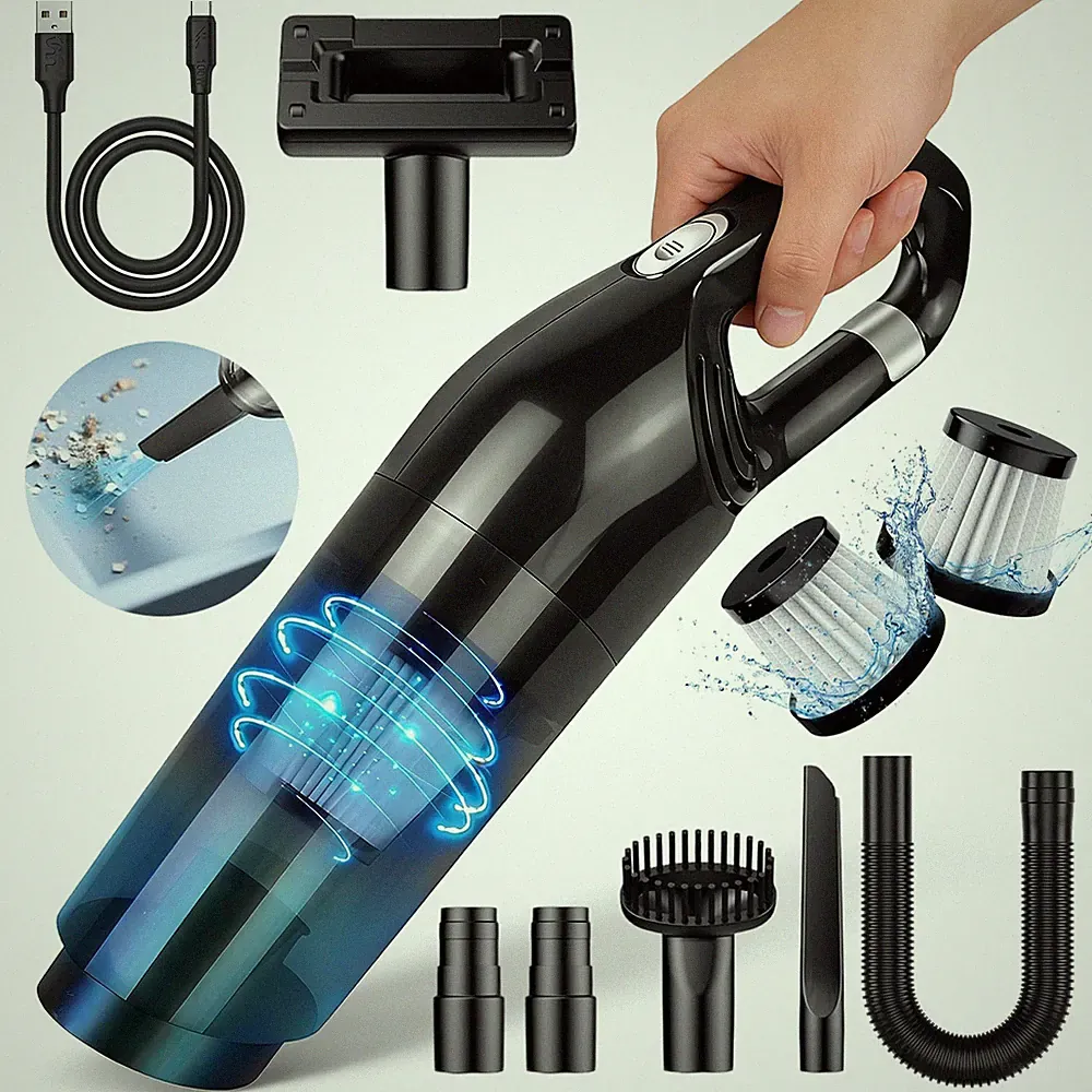 4in1 Akku Mini-Handstaubsauger Kabellos 120W Staubsauger für Auto, Tisch & Sofa
