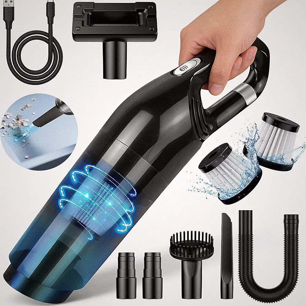 4in1 Akku Mini-Handstaubsauger Kabellos 120W Staubsauger für Auto, Tisch & Sofa