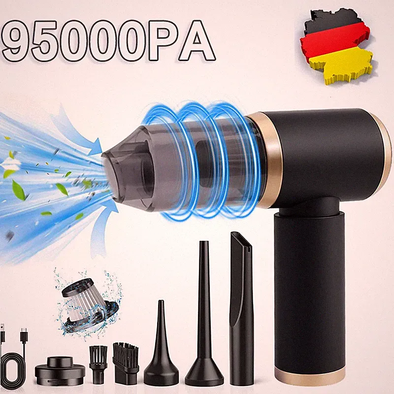 4in1 Mini Handstaubsauger 95000Pa Kabellos Nass & Trocken Akku Auto Büro Haus DE