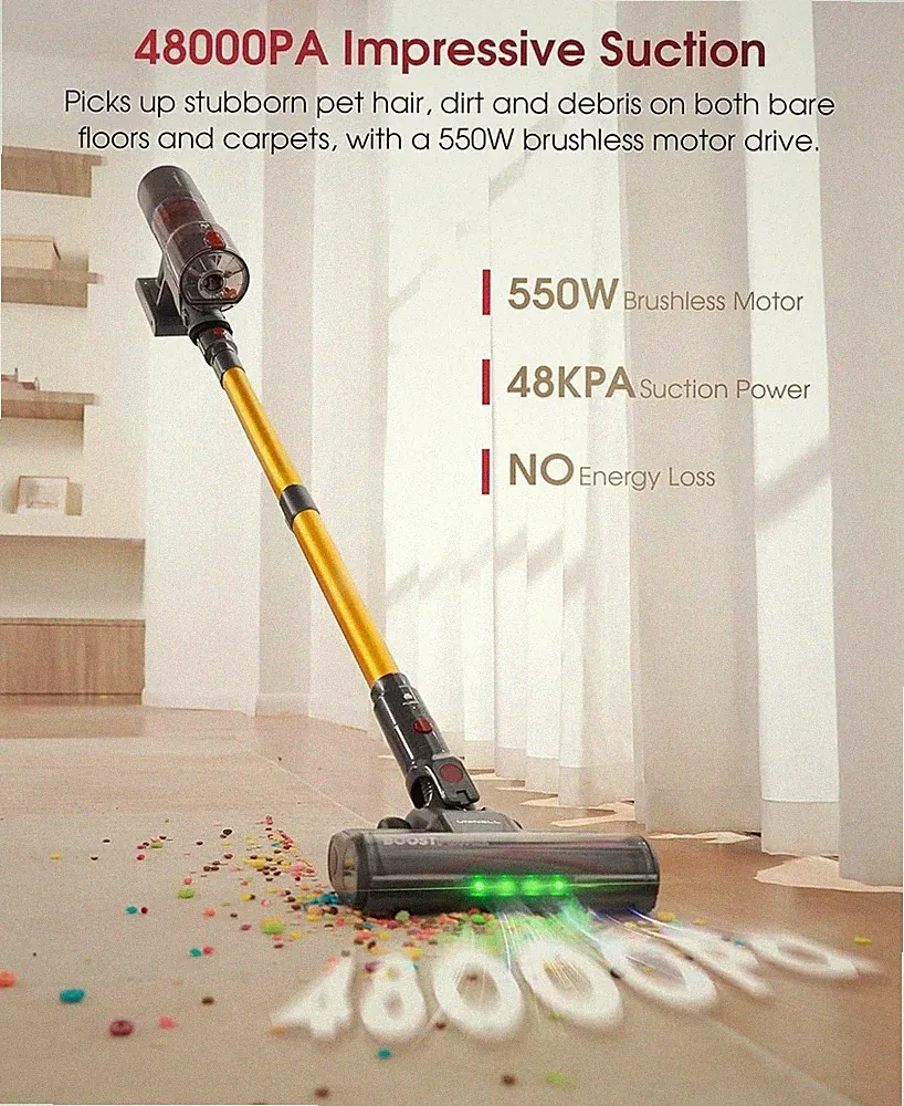 550 W kabelloser Staubsauger 65 Min LED 48000 Pa Anti Verwicklungen Haustier Hundehaare HEPA UK