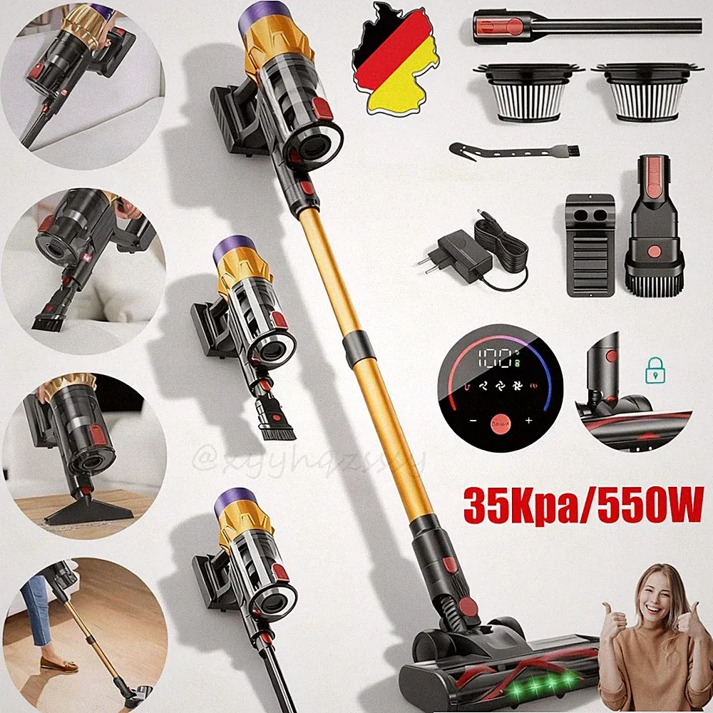 550W Staubsauger Akku Handstaubsauger kabellos beutellos 6-in-1 Wandladestation