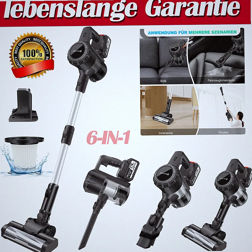 6-in-1 20000PA Akku Staubsauger Hoover Upright Kabelloser Handstaubsauger Neu