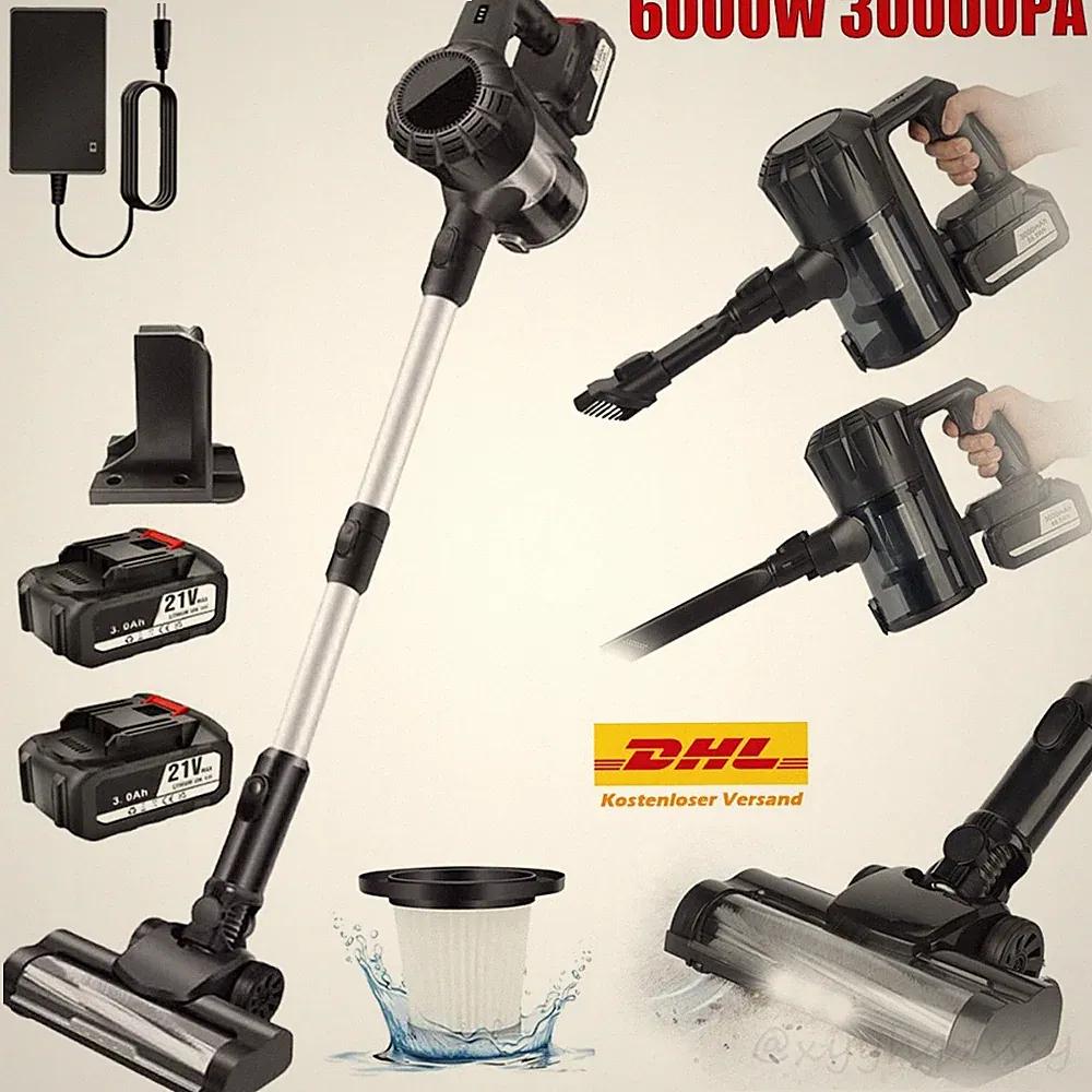 6000W Staubsauger Hoover Akku 6 IN1 mit funktion Handstaubsauger kabellos 30KPA