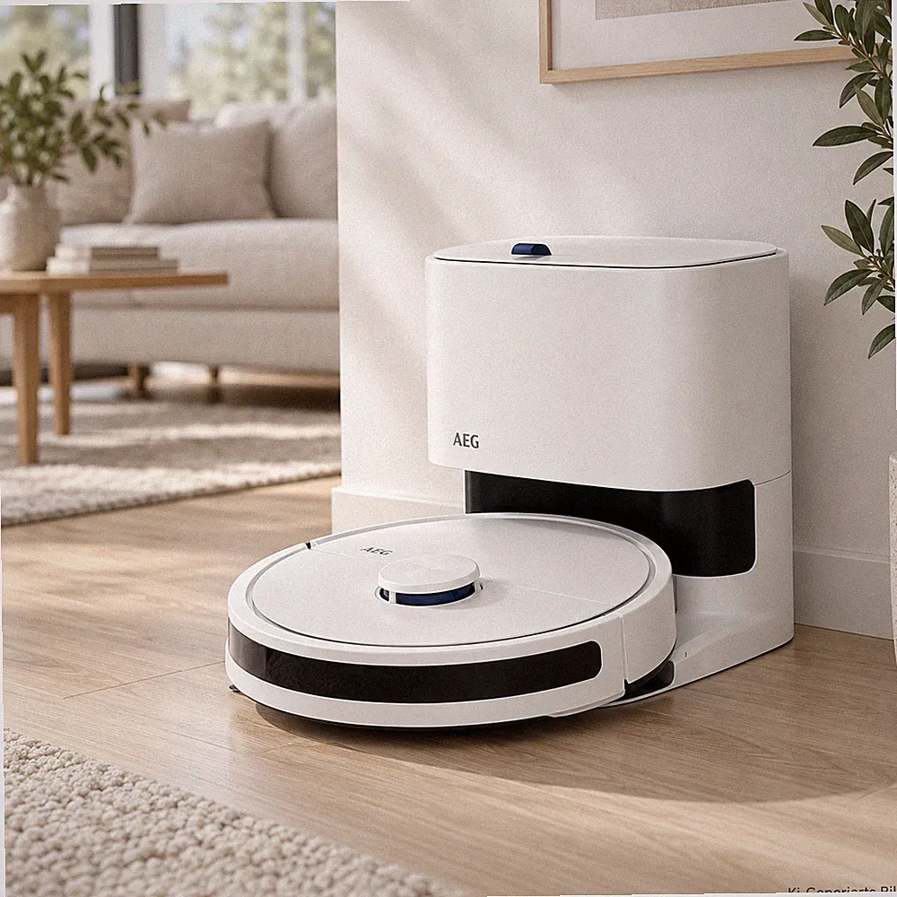 AEG 7000 Saugroboter mit Absaugstation AR71UW2SW Saug-Wisch-Roboter Weiß Neu