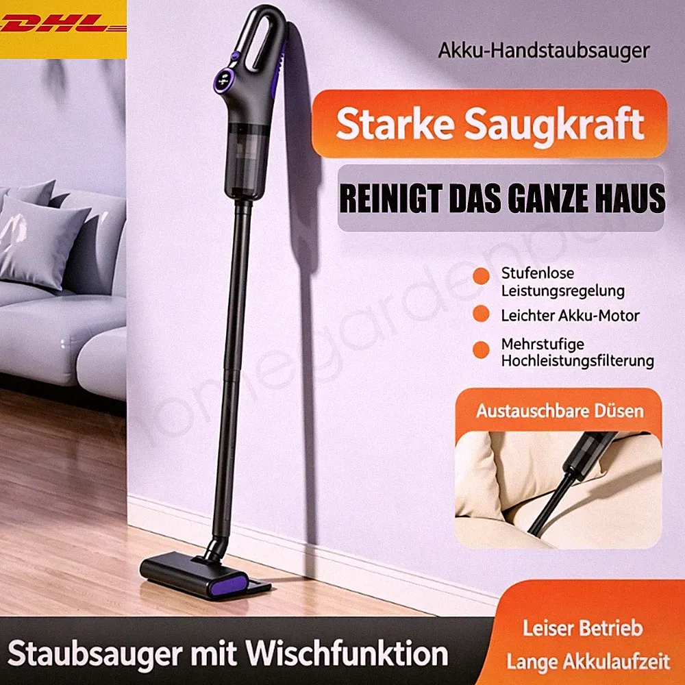 Akku Staubsauger 15KPA/40Min,Selbststehender Staubsauger Kabellos Automatikmodus