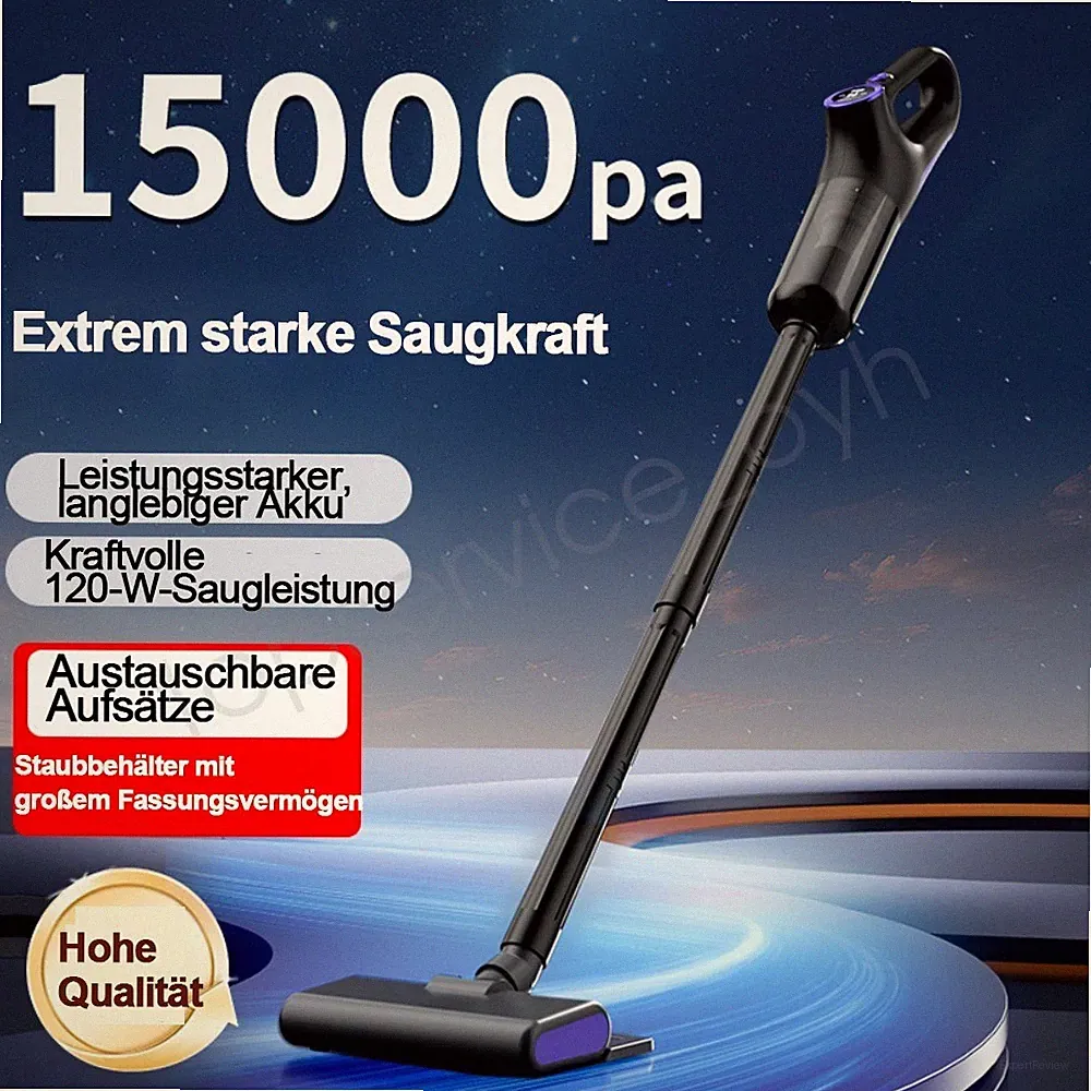 Akku Staubsauger 2in1 bis 40 Min kabellos Tierhaar LED-Düse beutellos HEPA NEU