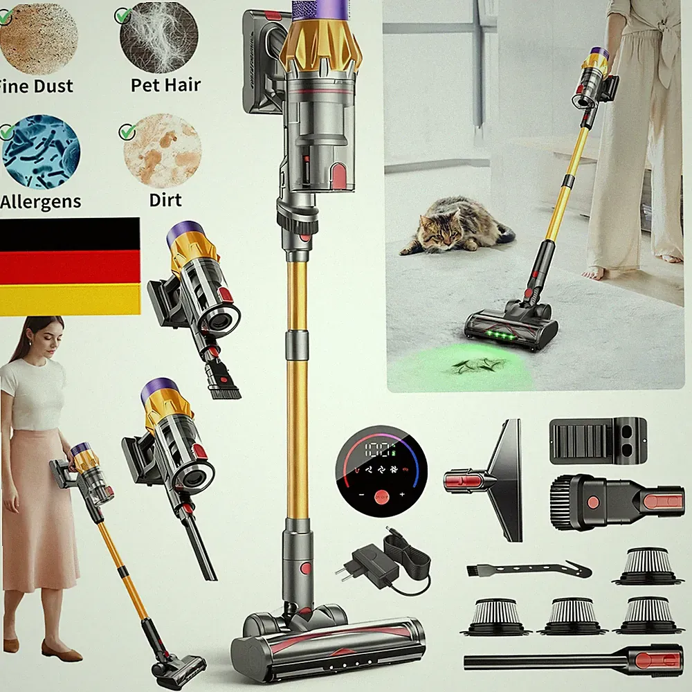 Akku Staubsauger beutellos kabellos Bodenstaubsauger Handstaubsauger 35000PA