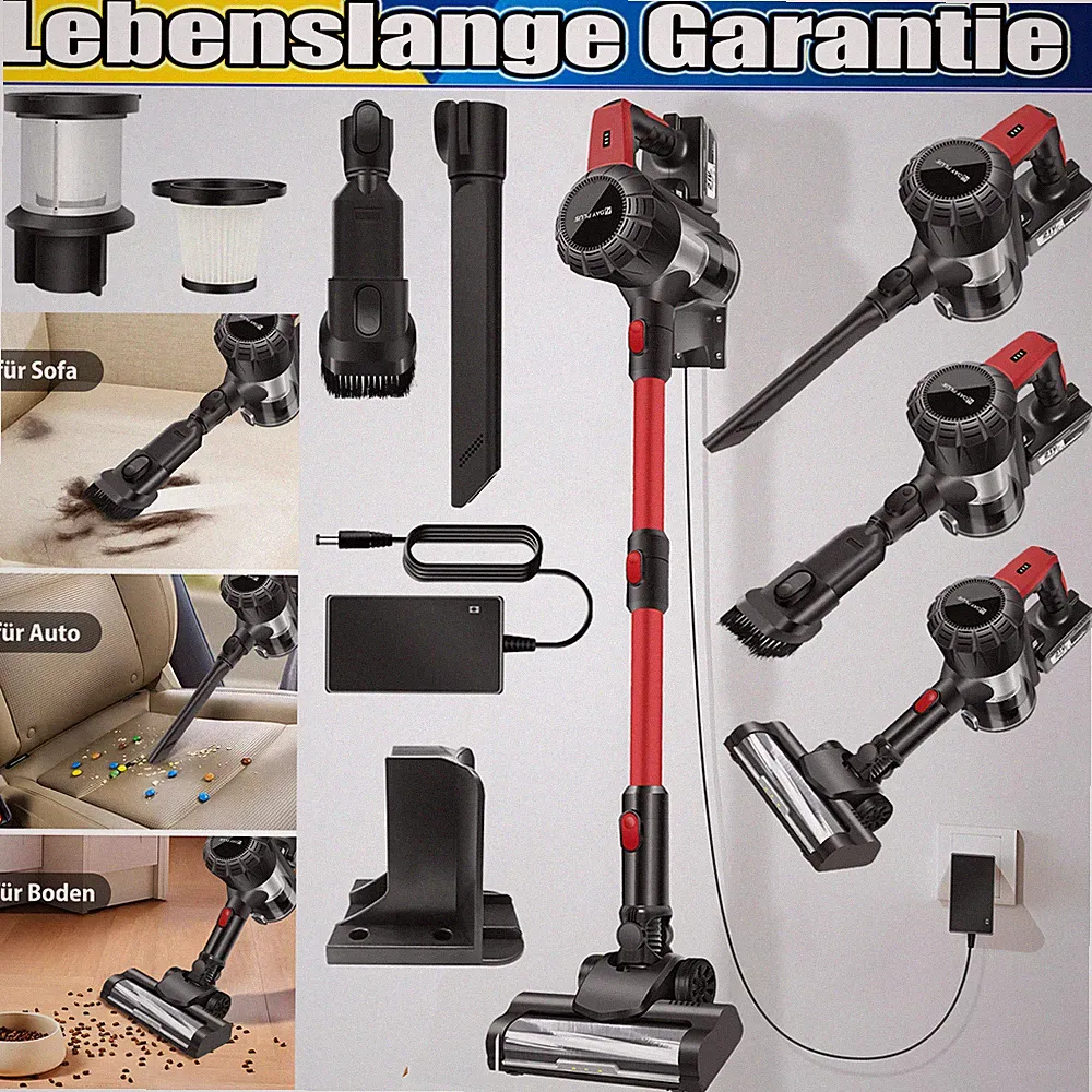 Akku Staubsauger Hoover Upright Kabelloser Handstaubsauger 5000W 30000Pa 6 IN 1