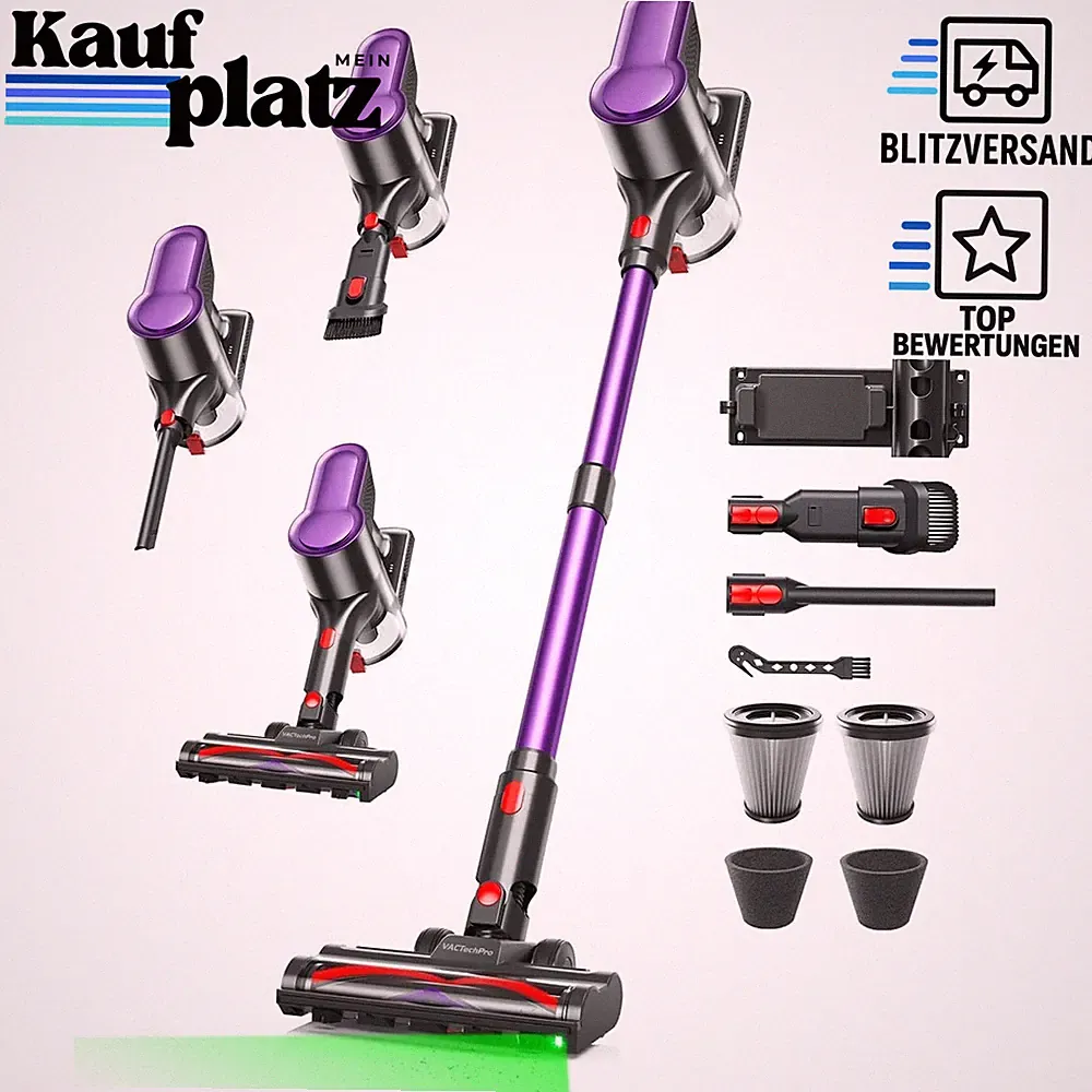 Akku Staubsauger Kabellos 45 KPa 450 W 50 Min Laufzeit für Haushalt