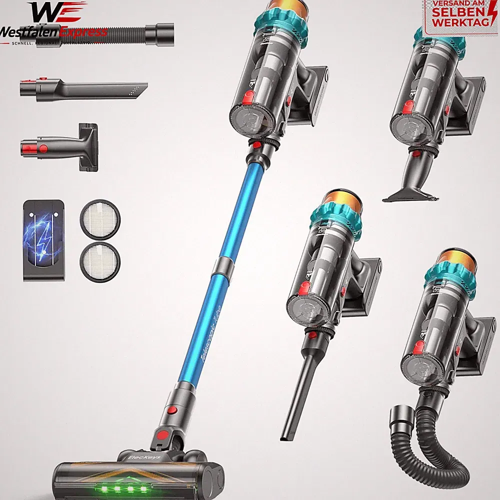 Akku Staubsauger Kabellos 600W 50KPa 70Min 1,8L Staubbehälter für Tierhaare Auto