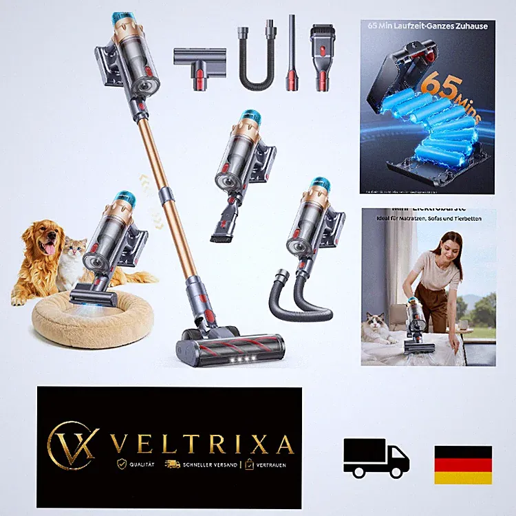 Akku Staubsauger SMOTURE VAC01 55000Pa Kabellos mit Mini-Elektrobürste, 70 min