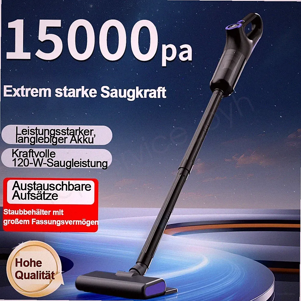 Akku-Staubsauger Stielstaubsauger kabellos LED Display beutellos Handstaubsauger