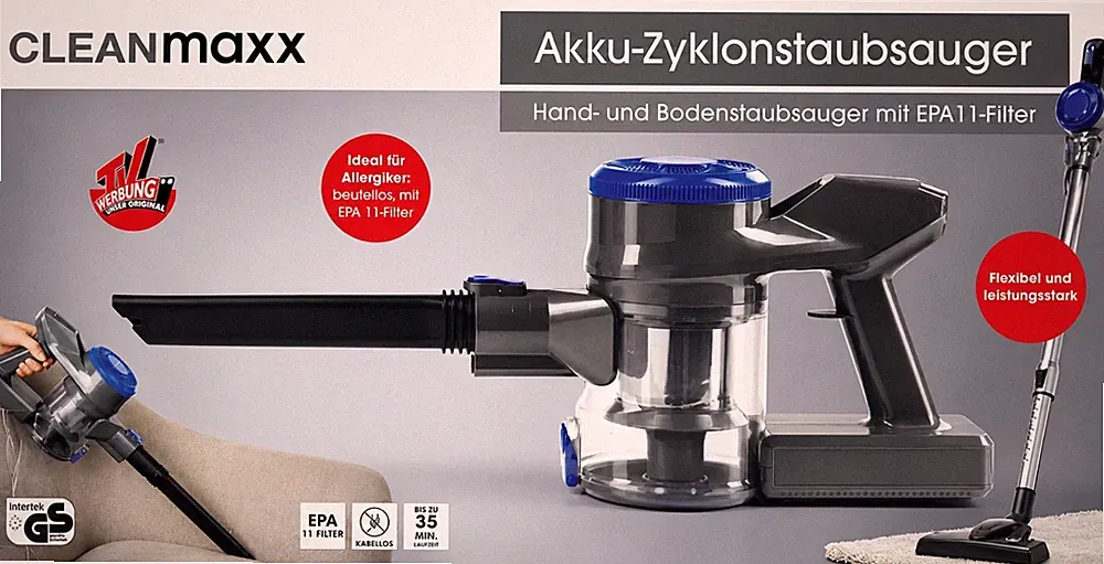 CLEANmaxx Akku-Zyklonstaubsauger Hand & Boden