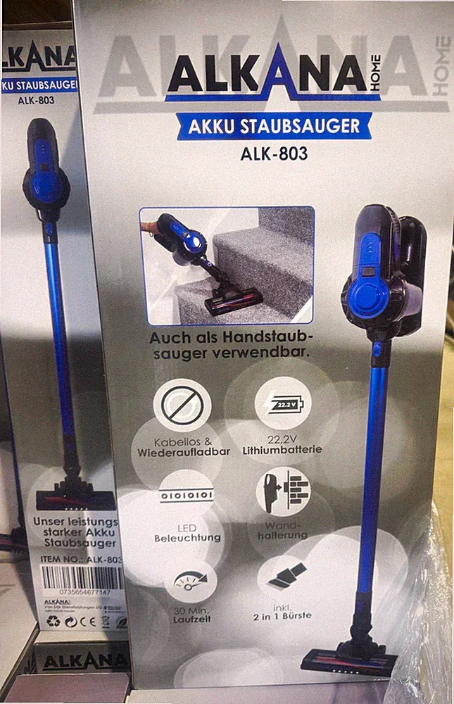 ALKANA HOME Akku Staubsauger ALK-803 kabellos 22,2V 30 Min LED Wandhalterung