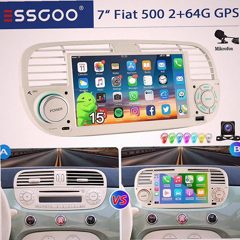 ESSGOO Android 15 Carplay Autoradio 7 Zoll
