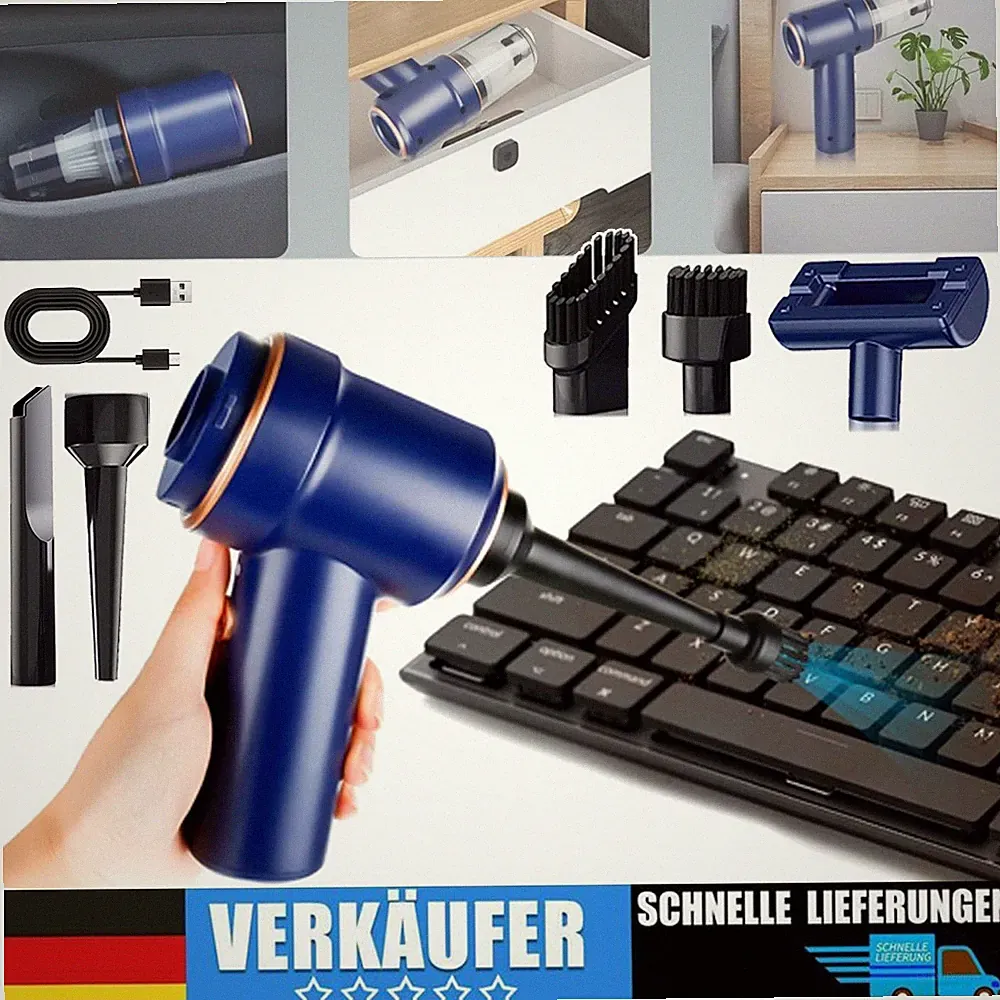 Autostaubsauger Schnurloser Handstaubsauger Staubgebläse 4000Pa 5 Ersatzköpfen