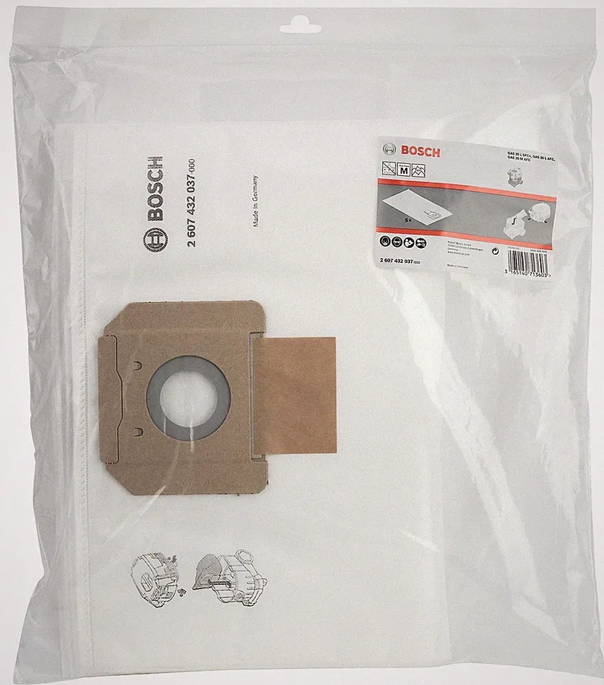 Bosch Vliesfilterbeutel Staubsaugerbeutel GAS 35 L M AFC SFC+ 5 Stück Zubehör