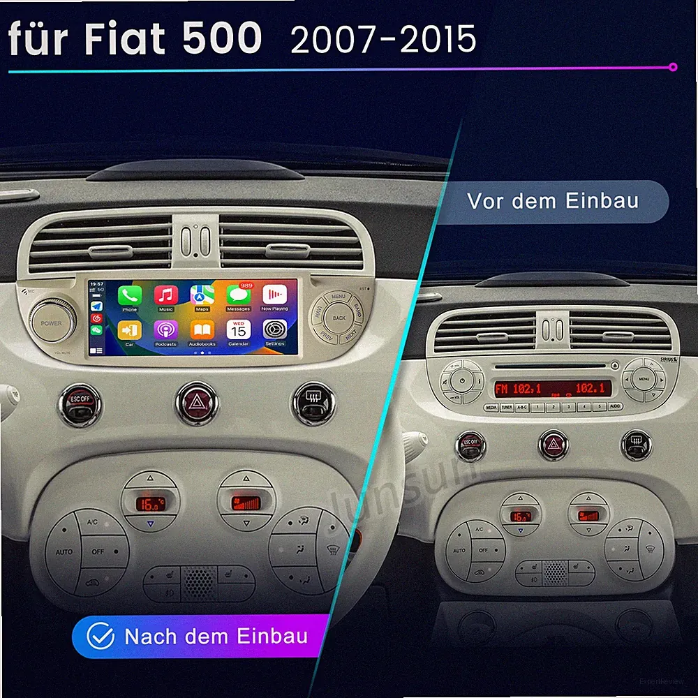 Carplay Android Autoradio Für Fiat 500 2007-2015 GPS Navi WIFI BT DAB+ SWC 2+64G