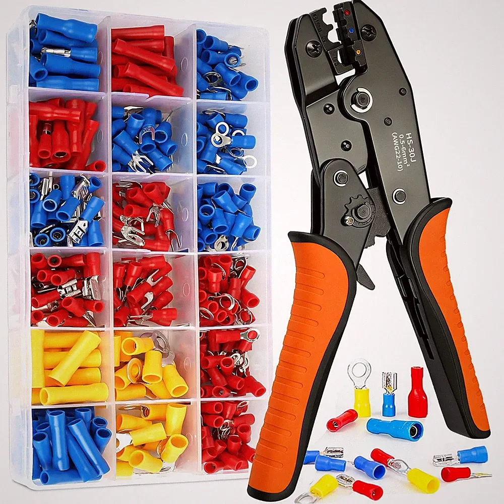 Crimpzangen Set Kabelschuhe Ratschenfunktion Präzise Verpressung 0,5–6 mm²