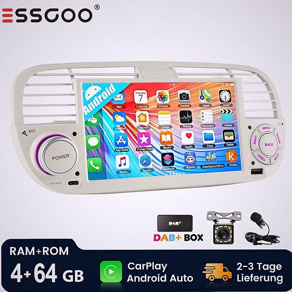 ESSGOO Android 15 Autoradio für Fiat 500