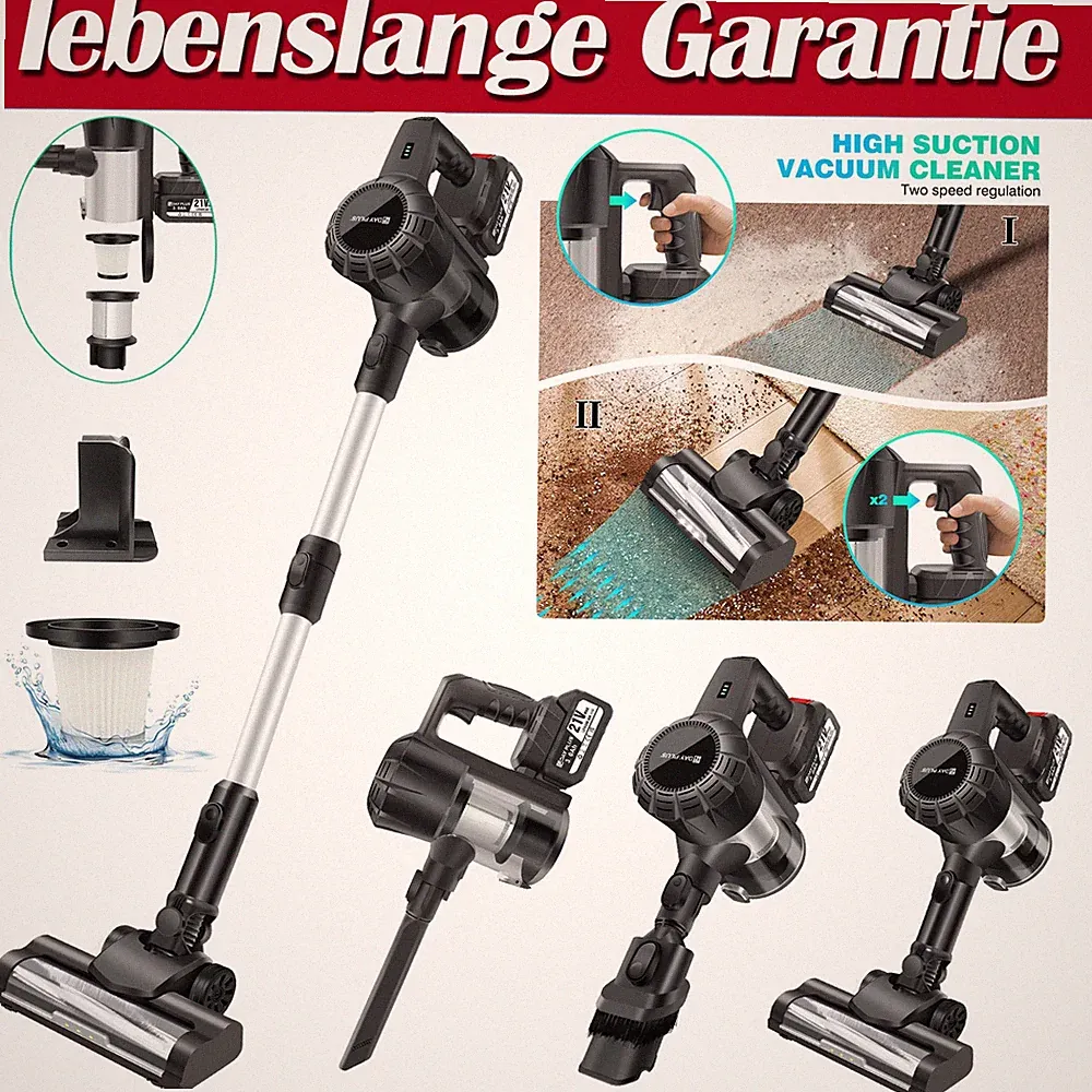 DAYPLUS Kabelloser 6-in-1 Stabstaubsauger mit Wischfunktion