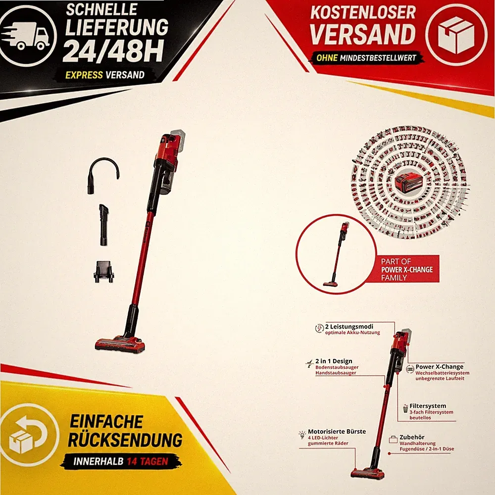 Einhell Akku-Stielstaubsauger TE-SV 18 Li-Solo 18 V beutellos
