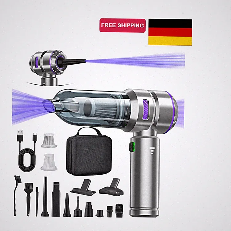 Handstaubsauger 4-in-1 Kabellos 28000 Pa mit Druckluftspray und Zubehör Set