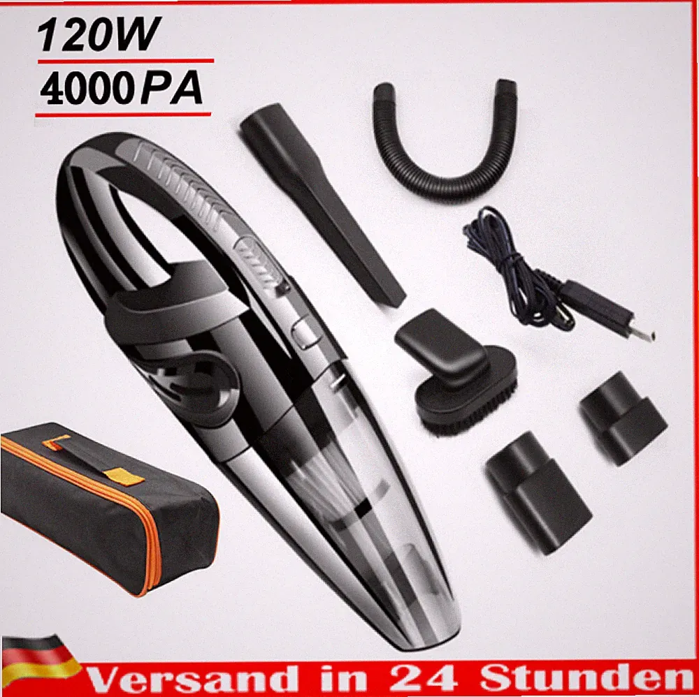 Handstaubsauger Akku Kabellos Staubsauger Nass&Trocken Mit Beutel Für Auto 120W.