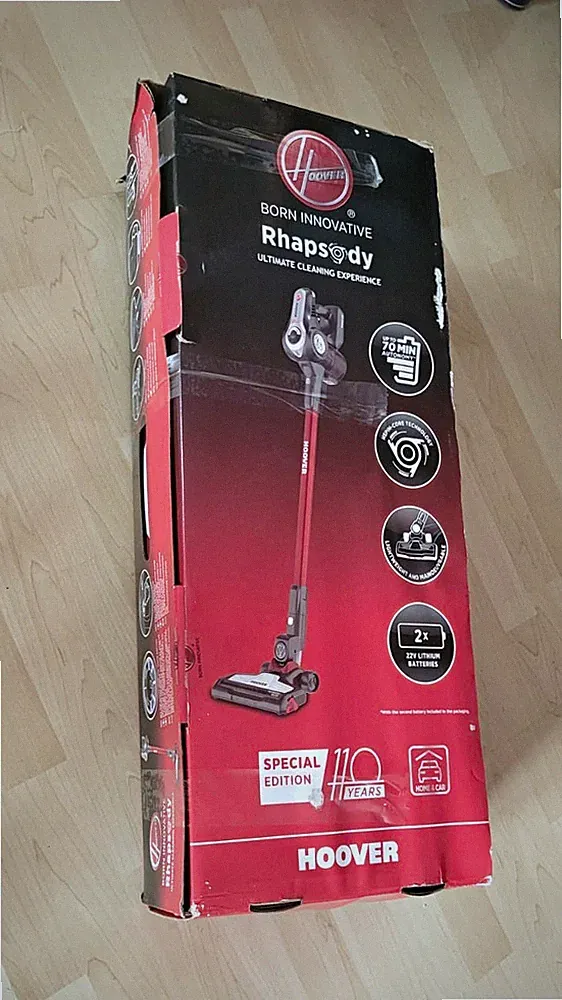 Hoover Rhapsody Stabstaubsauger kabellos leicht Zyklon Bodenbürste Rot/Schwarz