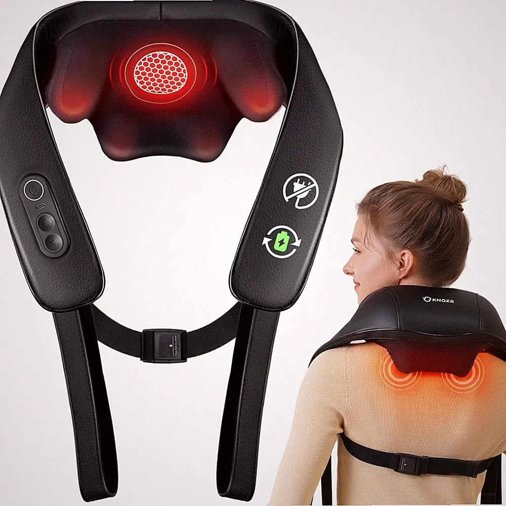 Knqze Nackenmassagegerät Kabellos Shiatsu Wärme