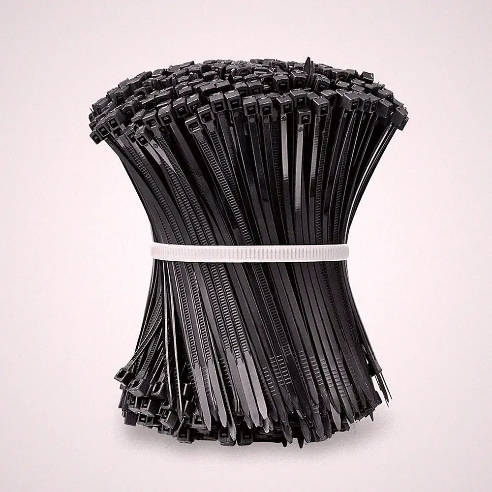 Kabelbinder Nylon UV-Beständig Schwarz Selbstverriegelung 1000 Stück