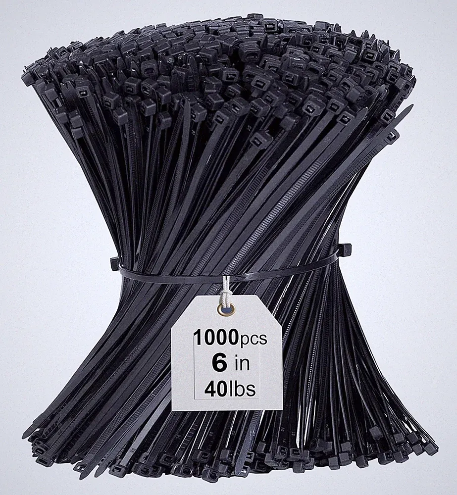 Kabelbinder Schwarz 1000 Stück Nylon Selbstsichernd UV Beständig 150mm 18kg
