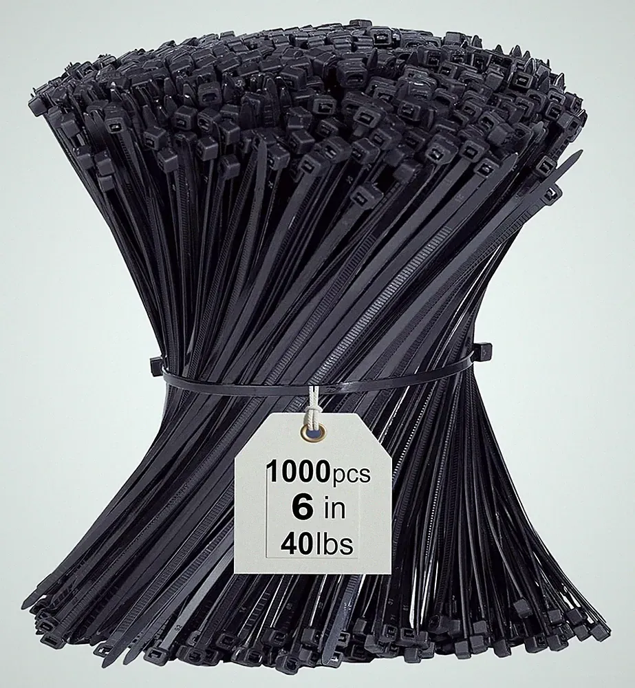 Kabelbinder Schwarz Nylon UV-beständig Selbstsichernd Garten 150mm 1000 Stück