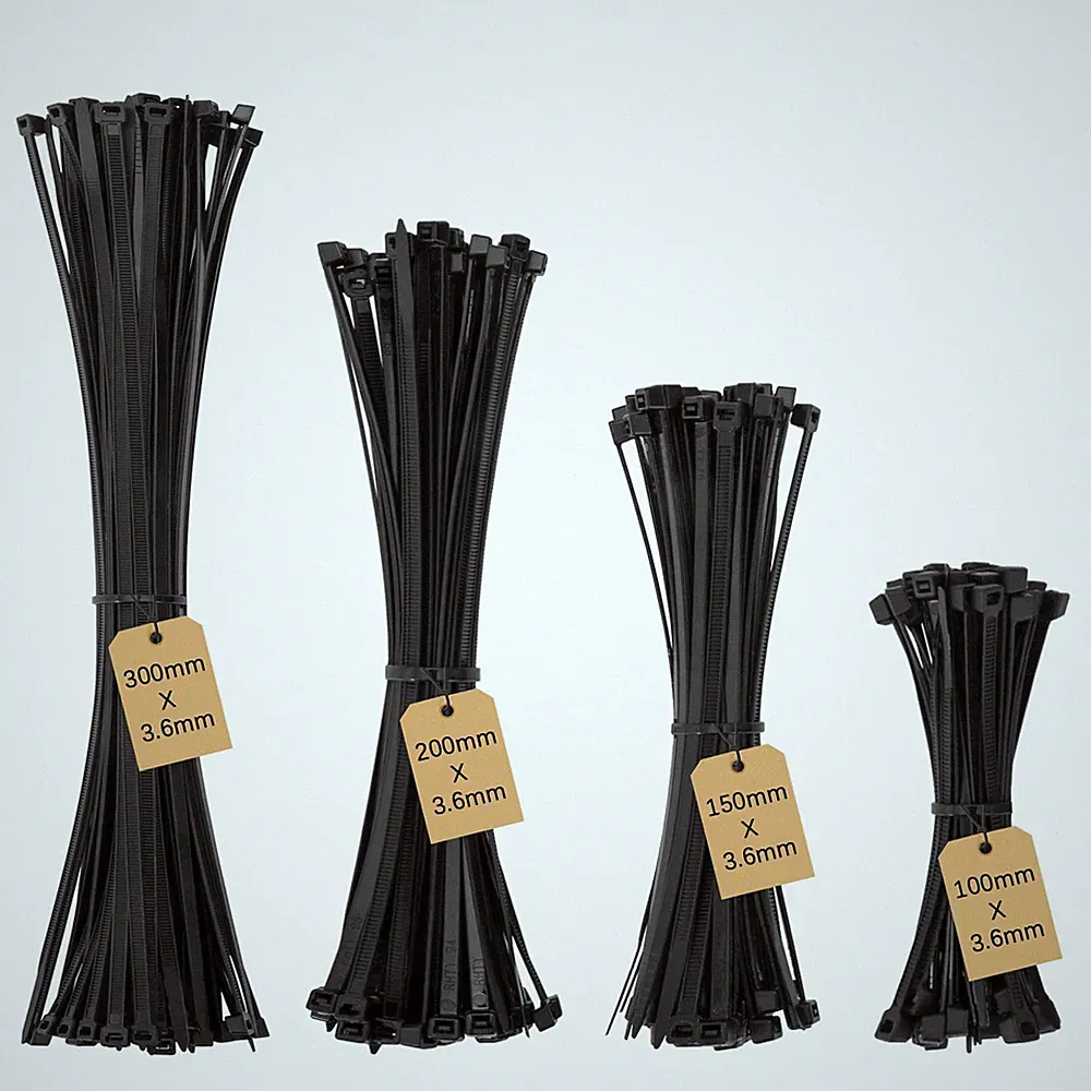 Kabelbinder Set Nylon UV-Beständig Schwarz Garten Werkstatt 240 Stück 300mm
