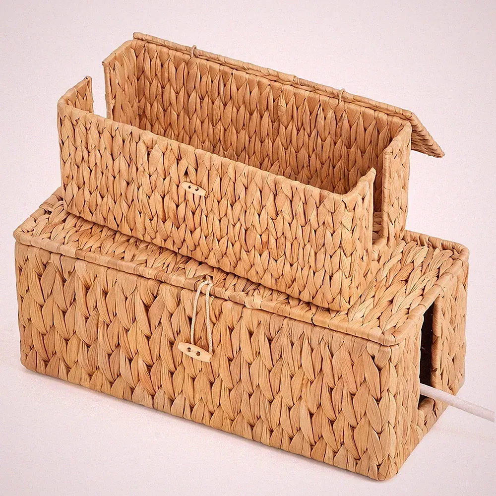 Kabelbox Wasserhyazinthe Handgearbeitet Kabelmanagement Organizer Wohnzimmer
