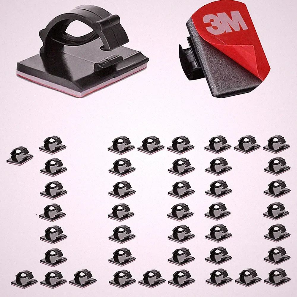Kabelhalter Büro Selbstklebend Kabelmanagement Clips Organizer Wand 100 Stück