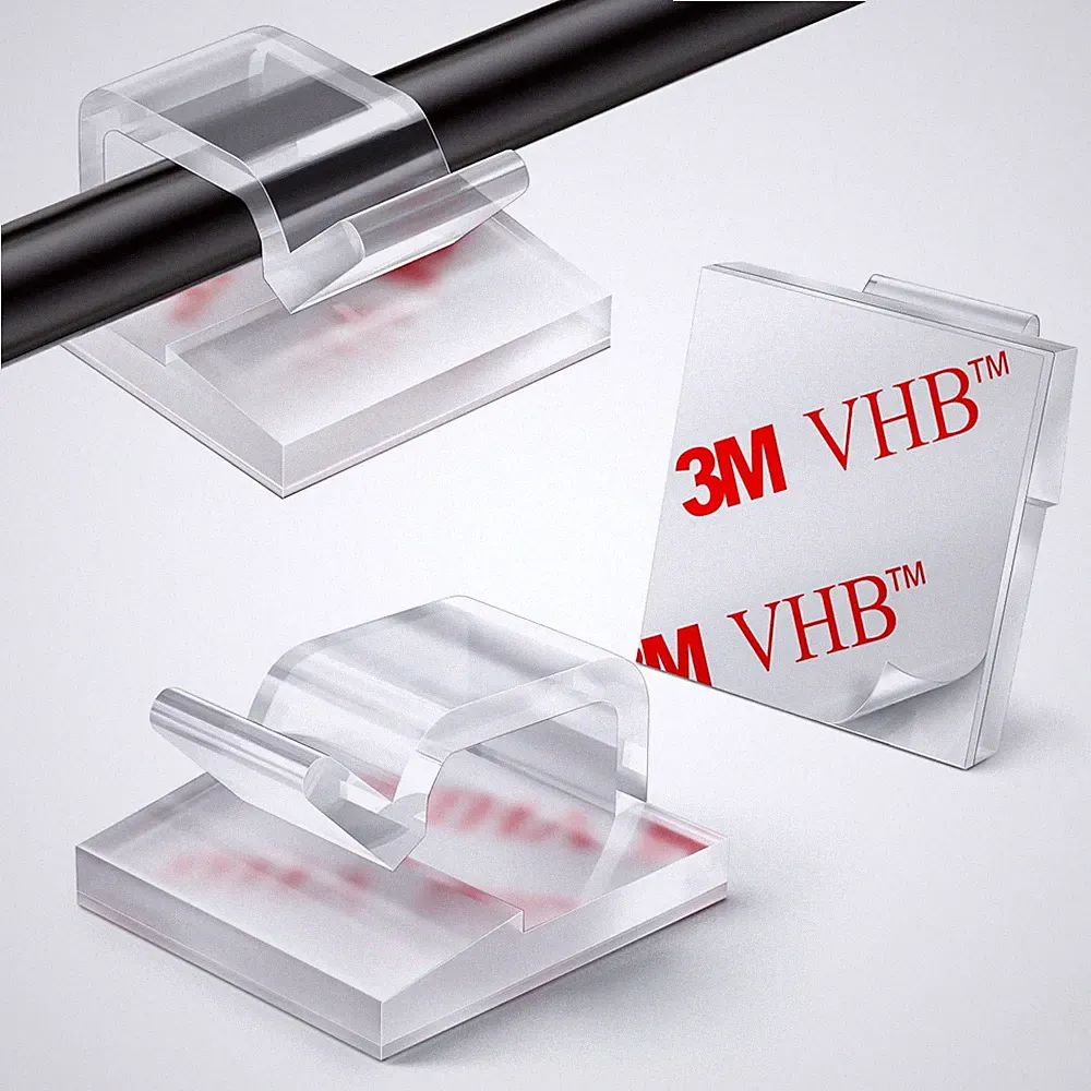 Kabelhalter Organizer Kabelführung Clips Selbstklebend Transparent, 100 Stück