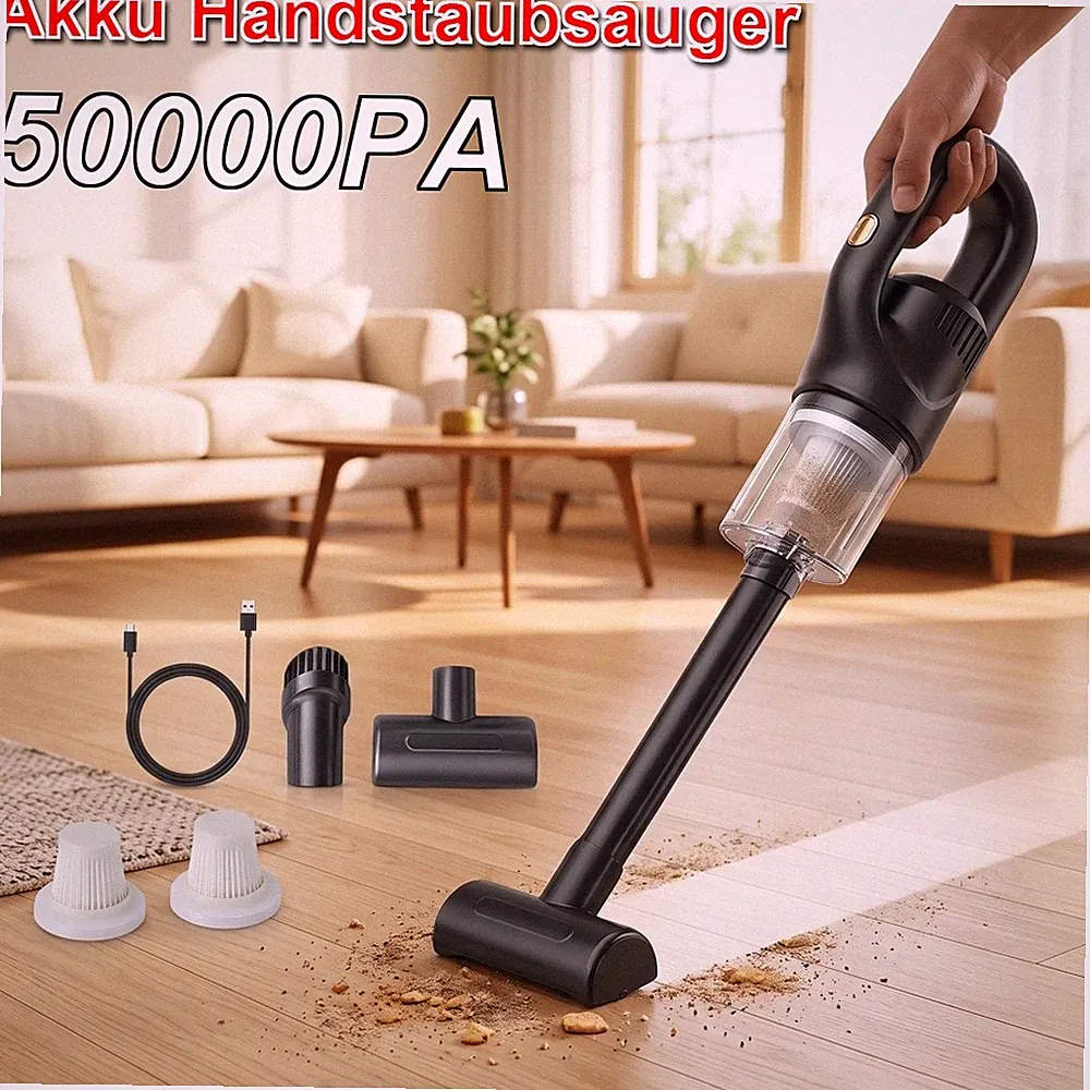 Kabelloser Akku Autostaubsauger 3-in-1 Mini Tragbarer 50000PA Handstaubsauger