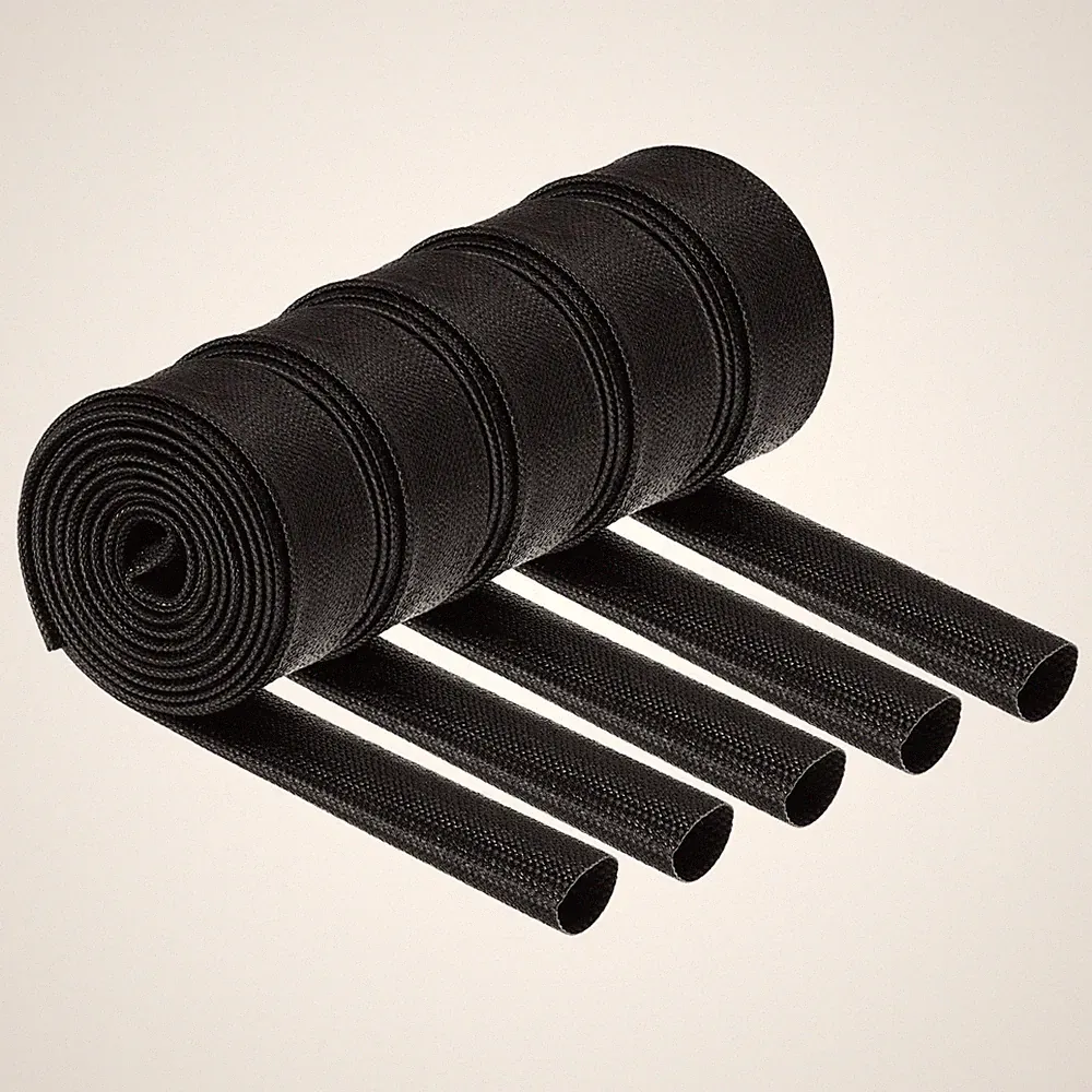 Kabelschutz Gewebeschlauch 5 Stück 2m Silikon Glasfaser Isolierung 14mm Schwarz