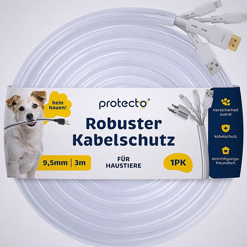 Kabelschutz Transparent Beißfest Kabelschlauch 3m Ø9mm für Katze Hund Stromkabel