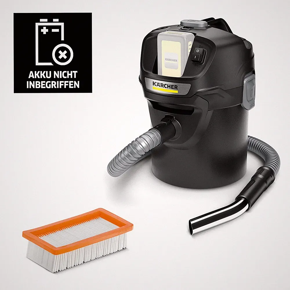Kärcher Aschesauger AD 2 Battery, 18V Akku, ohne Akku, 14l, Flachfilter, schwarz